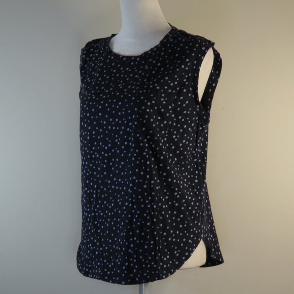 Loft Women's Sleeveless Dotted Dark Blue Pullover Top Size M (C1343) - Picture 4 of 7